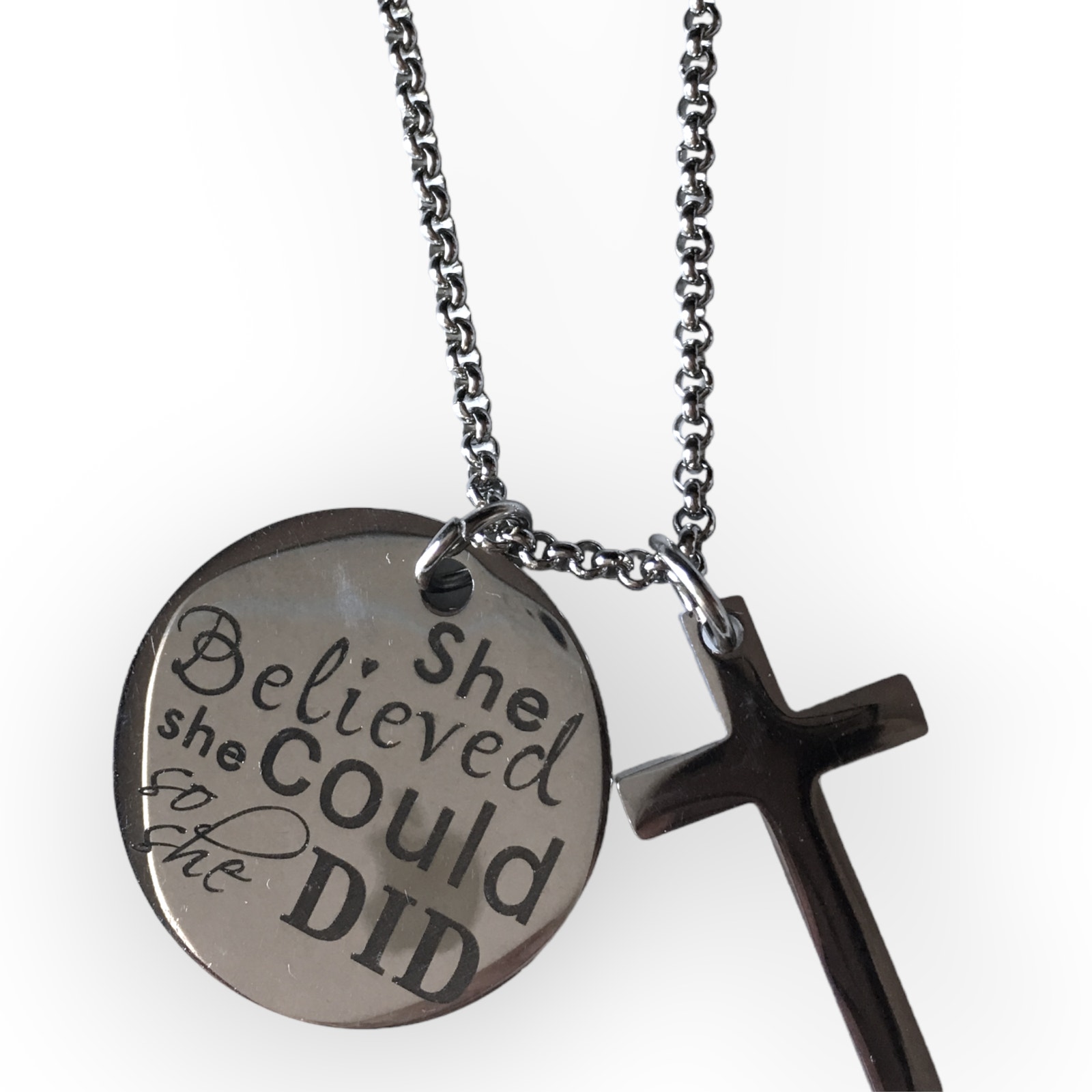 She Believed She Could So She Did Christian Cross Necklace 25$